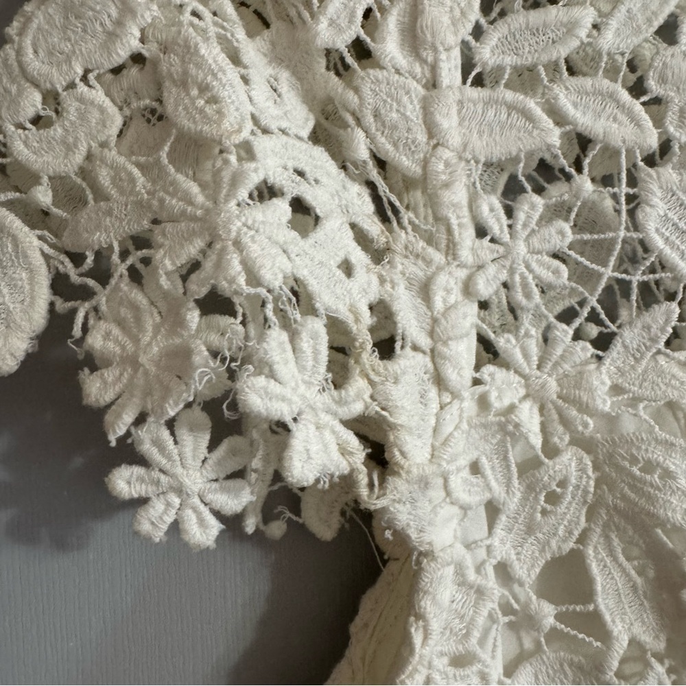 Joie Celedonia Floral Lace Scallop White Dress Size 4 - Picture 12 of 14